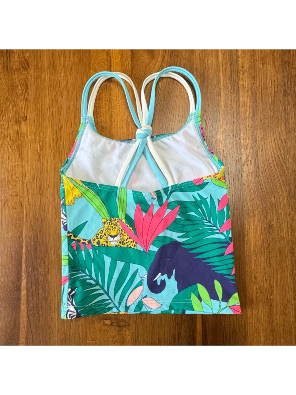 MINI BODEN Jungle Print Tankini Top Girls 4-5 110cm Monkey Tiger Swim Tank 4T 5T - Picture 2 of 9